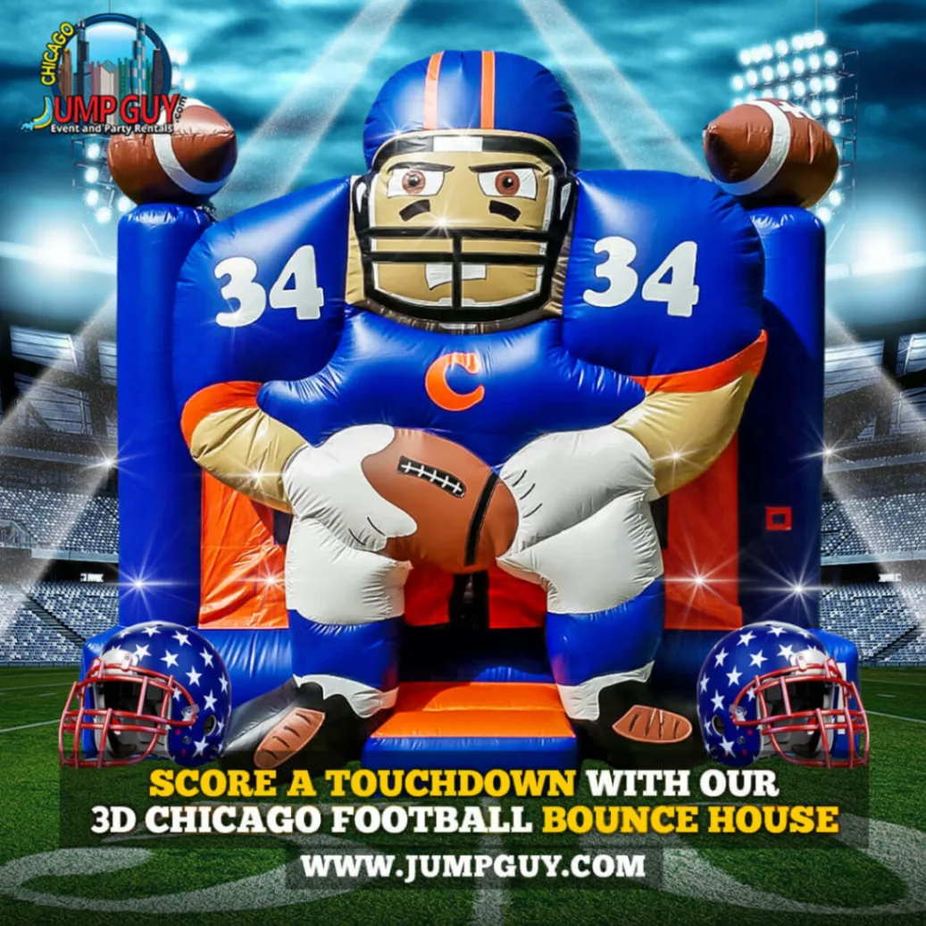 Chicago Football themed sports bounce house rental for Bears fan parties and fall events in Elmhurst IL 60126
