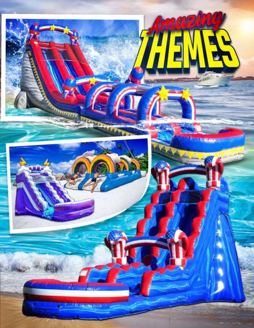 Jump Guy themed inflatable water slides meeting Illinois DOL safety standards for Elmhurst IL 60126 delivery
